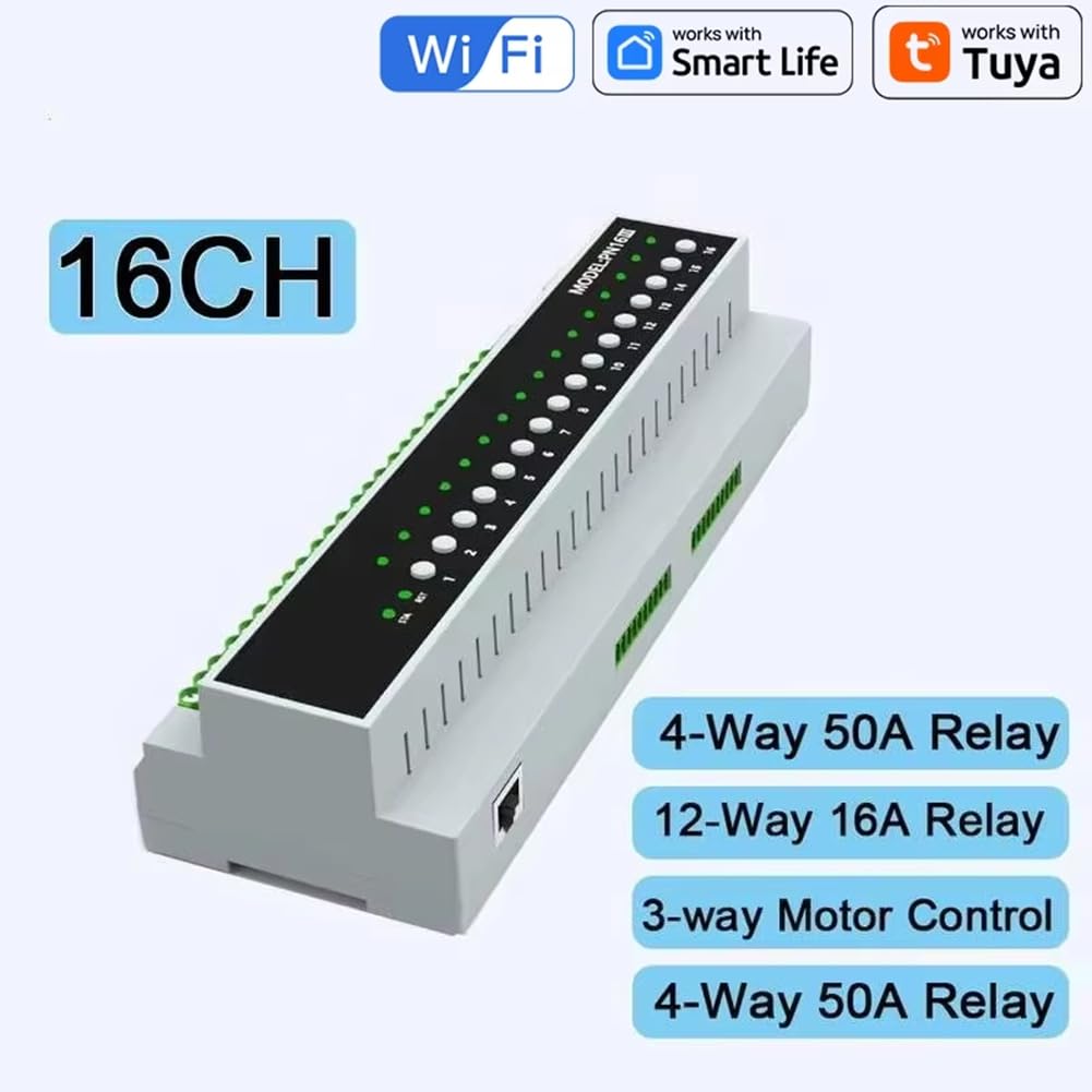 Controllo Della Casa Intelligente: Modulo Interruttore Relè Tuya WIFI A 16 Canali, App Remota e Vocale, 110 V-240 V