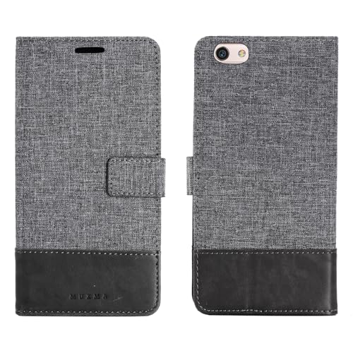 Rfvzubemok Compatible con OPPO F3 Plus CPH1613 Funda,Compatible con OPPO F3 Plus CPH1613 Funda Billetera con Cierre Flip Magnetic Kickstand Gray