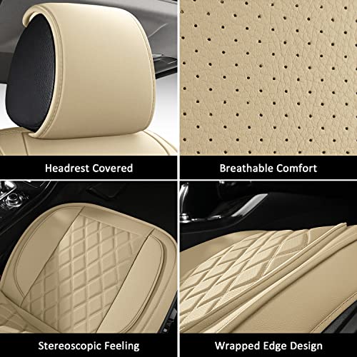 Lingvido Waterproof Faux Leather Automotive Seats Covers, Sport Cushion Protector For Cars & Suv Trucks Universal Fit Carseat Protector (Full Set, Beige) #TOP6