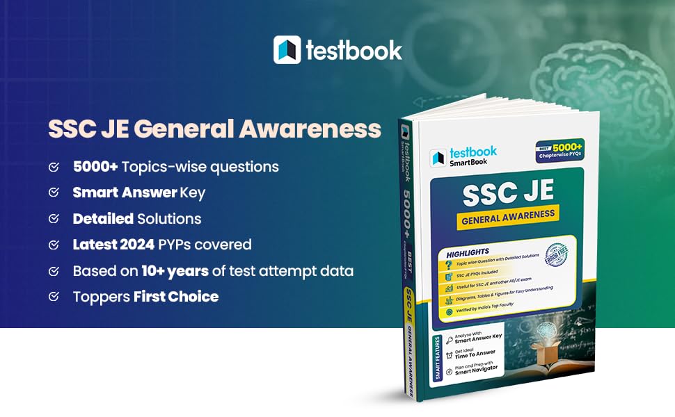 Image of Testbook SSC JE General Awareness SmartBook with 5000+ Chapterwise PYQs & MCQs in English | History, Polity, Geography, Science | Ideal for SSC JE, State AE /JE & Govt Exams 2026 (Smartbook Series)