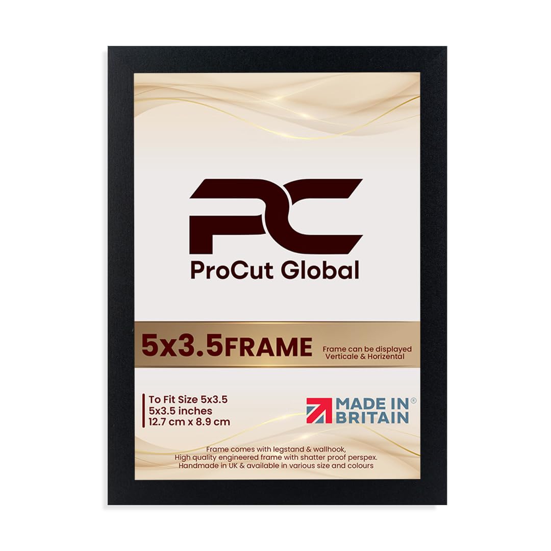 Procut Global 5X3.5 Black Picture Frames – Sleek Wooden Photo Frame with Shatterproof Perspex for Wall or Tabletop – Perfect for Posters, Certificates, Prints–Multiple Sizes & Colors Available — image 1