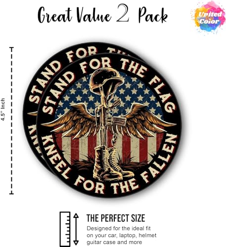 Image of American Patriotic Stickers for Veterans (2 pk) 4.5In - Strong Adhesive Waterproof Military Stickers - No Fade, Used for Truck, Car, Laptop, Water Bottle, Toolbox