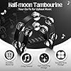 Flexzion Tambourine Metal Half Moon Musical Instruments Double Row Metal Jingles Hand Held Instruments Percussion with Ergonomic Handle Grip, Tambourines for Adults, 2 Packs - Black #1