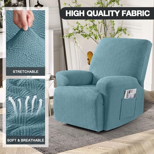 Image of Timeles Recliner Covers Recliner Chair Covers Reclining Couch Covers Sofa Slipcovers Stretch Soft Washable (One-Seater, Teal)