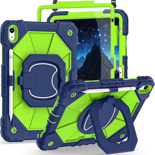 Image of Auizotl Case for iPad (A16) 11th /10th Generation 2025 /2022,Heavy Duty Shockproof 10th Generation iPad Case with 360 Rotating Stand Screen Protector for i Pad 11.0 /10.9 Inch Cover,Navy Green