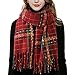 Trifabricy Womens Winter Scarf, Super Soft Luxurious Fashion Plaid Scarfs for Women, Warm Shawl Scarfs and Wraps, Long Blanket Scarf for Travel Office Winter Wedding Evening Dresses