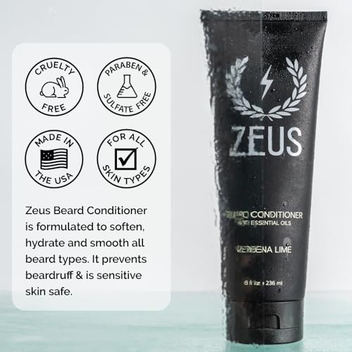 ZEUS Beard Conditioner Wash, Cleansing & Moisturizing Beard Wash with Green Tea & Natural Ingredients to Soften Beard – 8 oz. (Made in USA) Sandalwood - Image 5