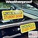 Stickios Student Driver Stickers (Non-Magnetic) for Cars & Windows - Reusable, Removable, Paint-Safe Vinyl Decals - Made in USA (10.5x4 inches, 2-Pack)
