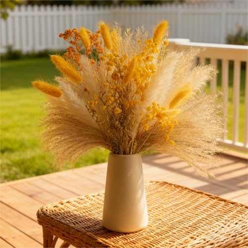 Ramo de flores secas DIY amarillo para decoración miniatura 5