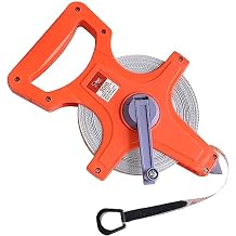Sutekus Tape Measure 1/2" Open Reel Measure Tape Dual Sided Fiberglass Measuring Reel with Feet and Meters for Yard Field Engineer 100FT