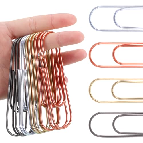 48 Pcs 4 Inch Large Paper Clips Jumbo Paper Clips 100 mm Metal Multicolored Giant PaperClips Bright Coated Extra Large Mega Paperclips for Bookmark Office School Home Organizing Files Document Decor