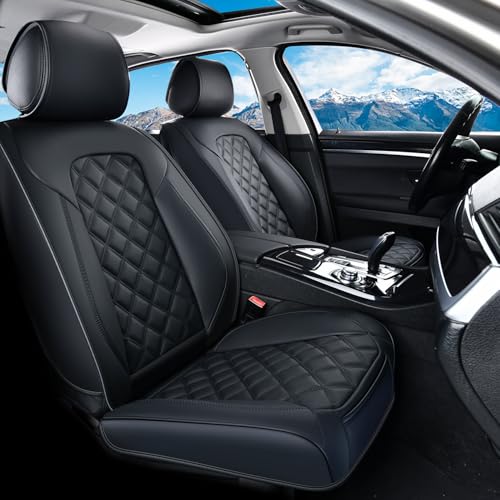 Image of Leather Seat Covers Full Set Universal Fit for Honda Civic Accord CRV Toyota Camry Prius Rav4 Corolla Kia Lexus Nissan Mazda Jeep Cherokee and Most Cars, Waterproof Car Seat Cover Seat Protector Black