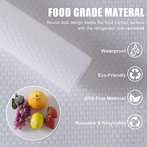 Beveetio 7 Pcs Refrigerator Mats With 32 Pcs Double-Sided Stickers, Washable Shelf Liner, Non-Slip Drawer Liner,Cuttable Fridge Liner,Easy To Clean Refrigerator Liners #TOP3