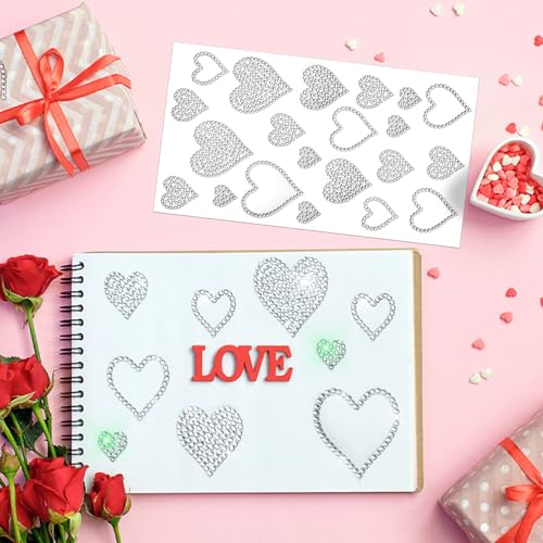 Image of Epakh 84 Glitter Bling Rhinestone Sticker, Heart, Silver | Self Adhesive Gem Stickers for Phone Laptop Car Face Makeup, Sparkly Crystal Rhinestone Decals for Gifts Craft Projects