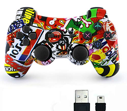 Mando de Juegos inalámbrico con Doble vibración de los Controladores para PS3, Sunny Rainbow Doodle