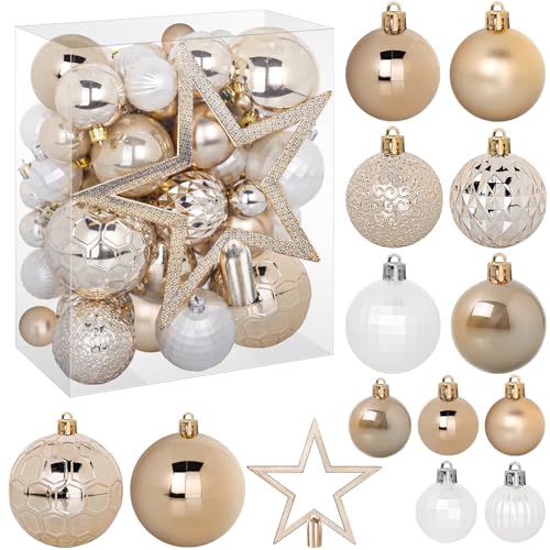 TranquilBliss 50 Pcs Christmas Ornaments Set Shatterproof, Deep Champagne $14.99 at Checkout - image 1