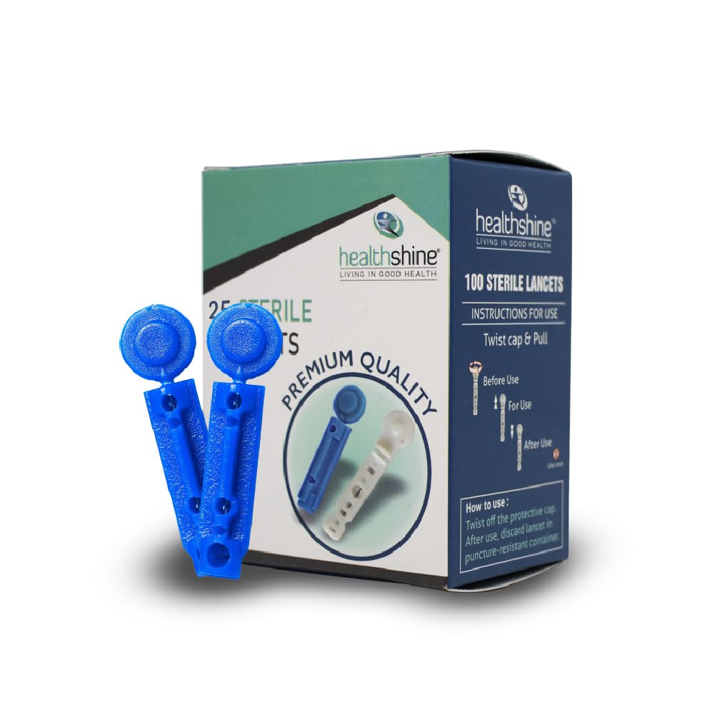 Title: Healthshine Blood Lancet 25 Pieces | Round Lancet Needle for Glucometer | Sterile, Single-Use Blood Sugar Testing Lancets-image-46