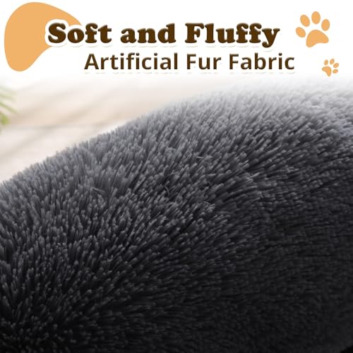 Image of JOLLYVOGUE Dog Bed, Calming Anti-Anxiety Large Dog Bed, Fluffy Donut Cushion for Medium and Large Pets (39 inch)