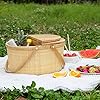 Teng Tian Nantucket Basket Crafts Cane-on-Cane Weave Picnic Basket Shopping Basket Basket Storage Basket Two Swing Handles (Ash Activity Double Open) #5