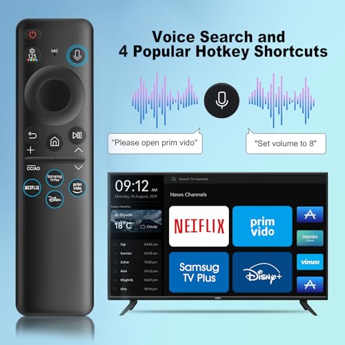 New BN59-01432A Solar Voice Remote Replacement for Samsung TV Remote with Rechargeable Solar Cell, Compatible with Samsung 2023-2024 Neo QLED, 8K, The Frame and Crystal UHD Series, 4 Shortcut Buttons - Image 5