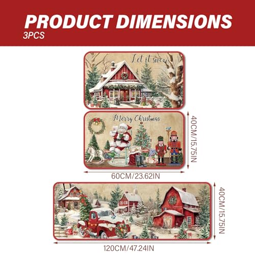Tapis de cuisine de Noël Père Noël lavable et antidérapant - 7