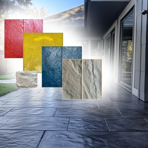 Slate Stone Stamp Mat Set of 5 - Decorative Concrete Stamp Mats with Slate Stone Texture for Driveways and Patios, Durable Polyurethane Made in USA