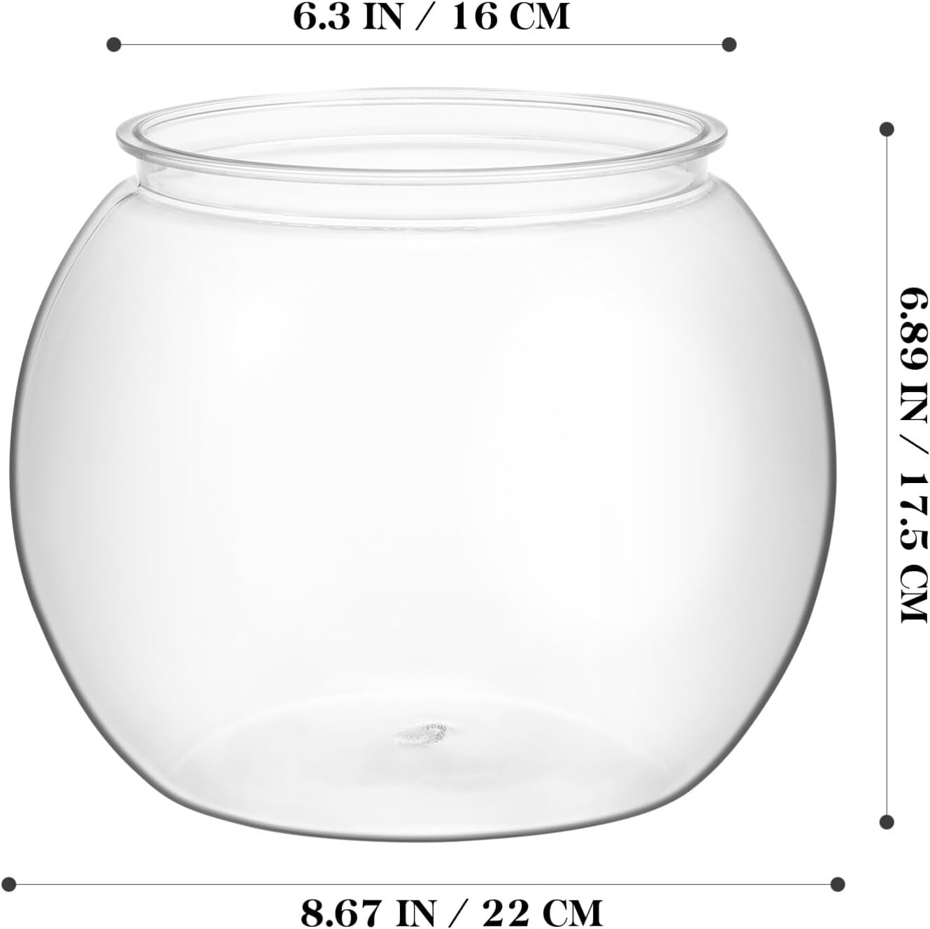 ULTECHNOVO 8.66 Inch Desktop Fish Tank Clear Plastic Round Fish Bowl Portable Aquarium for Home Office Decoration