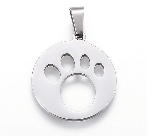 Vista 15 de Mega Pet 10 dijes de huella de perro y gato, colgantes de acero inoxidable 304 para manualidades, collares, pulseras, aretes, fabricación de joyas