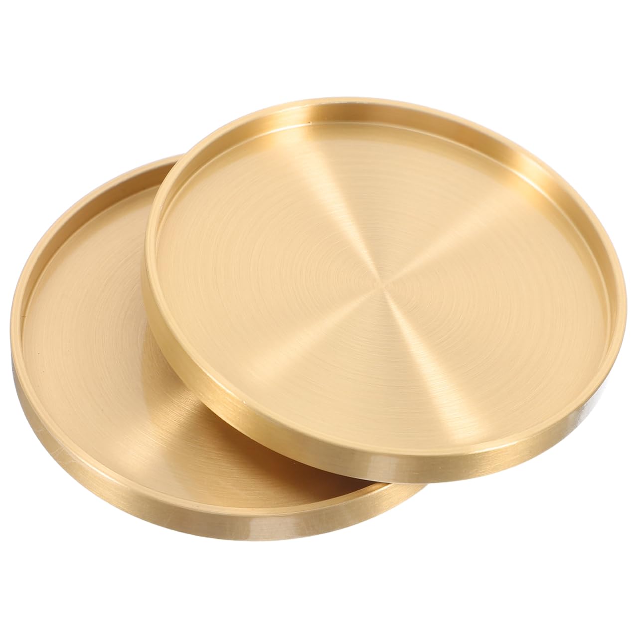 PartyKindom 2Pcs Brass Tea Coasters Set Heat Resistant Desktop Cup Mats Golden Cushions for Home Coffee Shop Restaurant