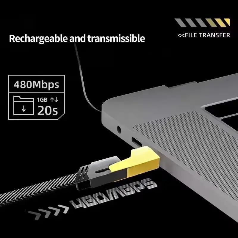 Image of NISHTECH 4 in 1 Charging Cable Fast Charging 65W, USB C Cable 4-in-1 USB Multi Charging Cable| Supporting Tunderbolt Port,Type C Lightning,Type A For All iPhones Android Tablets & Laptop (Yellow)