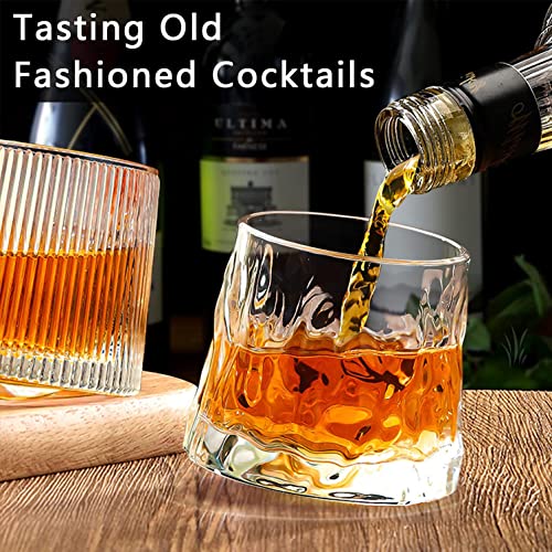 Foto von DAWNTREES Whiskyglas, Whiskyglas aus Kristall, kugelförmiger Vorsprung am Boden, 360 Grad drehbare Tischplatte, entspannen und dekomprimieren, für Herren