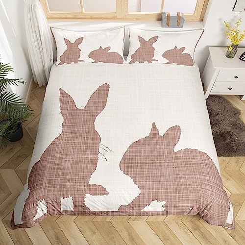 Parure de lit silhouette de lapin avec housse de couette rétro super king size