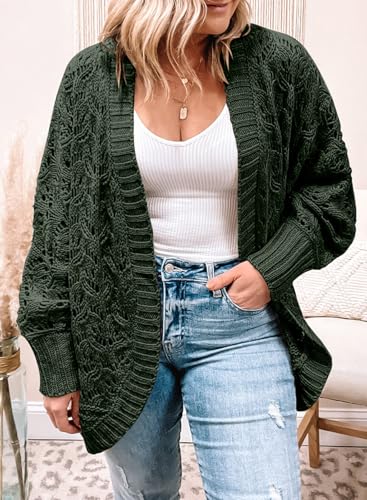 Image of Eytino Womens Plus Size Crochet Cardigan Sweater Long Sleeve Hollow Out Open Front Cardigans Outwear(1X-5X)