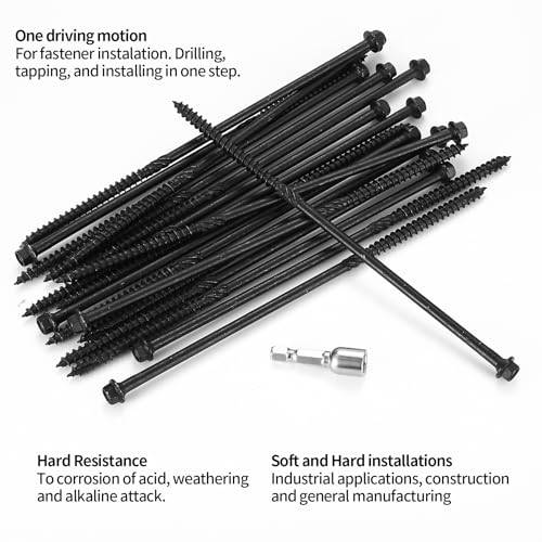 18 Pcs Timber Screws, 6.7 x 200mm Timber Fixing Screws, Hex Head, Coach Screws - Image 4