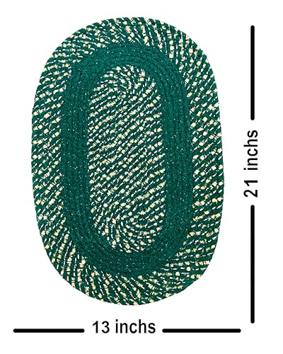 Image of Cotton Oval Door mats|Handmade Cotton Doormat | Quick Dry, Washable Door Mat for Home, Bathroom & Bedroom (33X53 CM)(G-P-C)