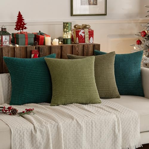 MIULEE Granule Throw Pillow Covers 16x16 Set of 4 Green Decorative Pillowcases for Living Room Bedroom Home Chair 16x16 Inch - Image 4