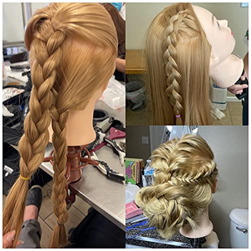 2634-2834 mannequin head styling mannequin head for hair styling and free table stand training head manikin cosmetology doll head with long fiber hair hairdresser practice head for stylist