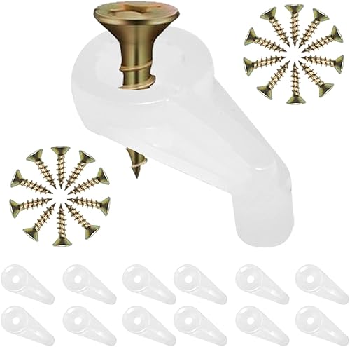 Aifeier ET Kit de 20 clips de retención de vidrio de 0.157 in con tornillos para fijar puertas de gabinete de vidrio (blanco)