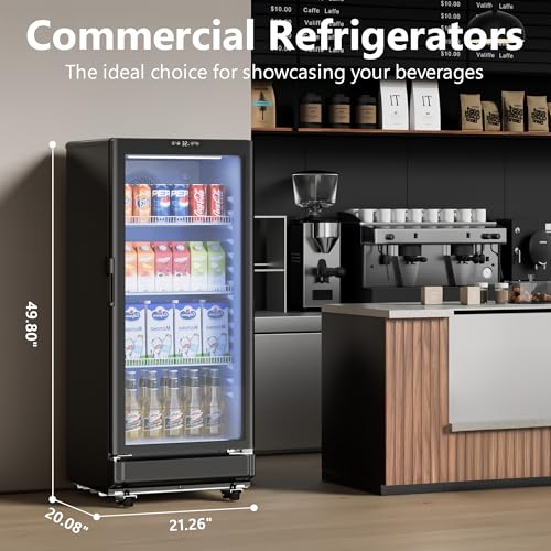 ICEVIVAL 6 Cu.Ft Commercial Refrigerators, Display Fridge with Double-Tempered Glass Door, Beverage Cooler for Bar, Office, Restaurant, Outdoor Beverage Refrigerator with Locking, Key & LED on Fridge.com