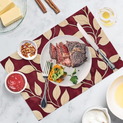 Set de table en tissu lin de coton bordeaux premium pour réception