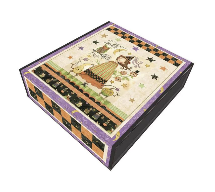Riley Blake Ghoul Friends Panel Quilt Kit von Teresa Kogut – Quilt-Set mit Muster und Stoff für Oberteil und Bindung – Fertige Größe 129,5 x 156,2 cm – DIY Näh- und Quilt-Set in Geschenkbox