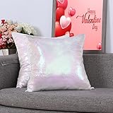 Eternal Beauty Set of 2 Sequin Decorative Pillow Cover White Iridescent Throw Pillow Covers for Couch Sofa Throw Pillows 18 X 18 Inches