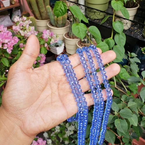 Image of 8mm Rondelle Glass Beads for Jewelry Making, Faceted Briolette Crytal Spacer Beads for Bracelet Necklace Earring, Light Blue 300pcs