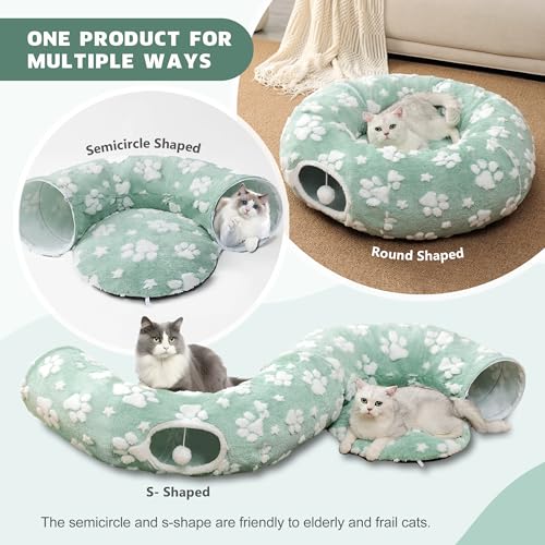 Image of Cute Round Cat Tunnel for Indoor Cats, Green