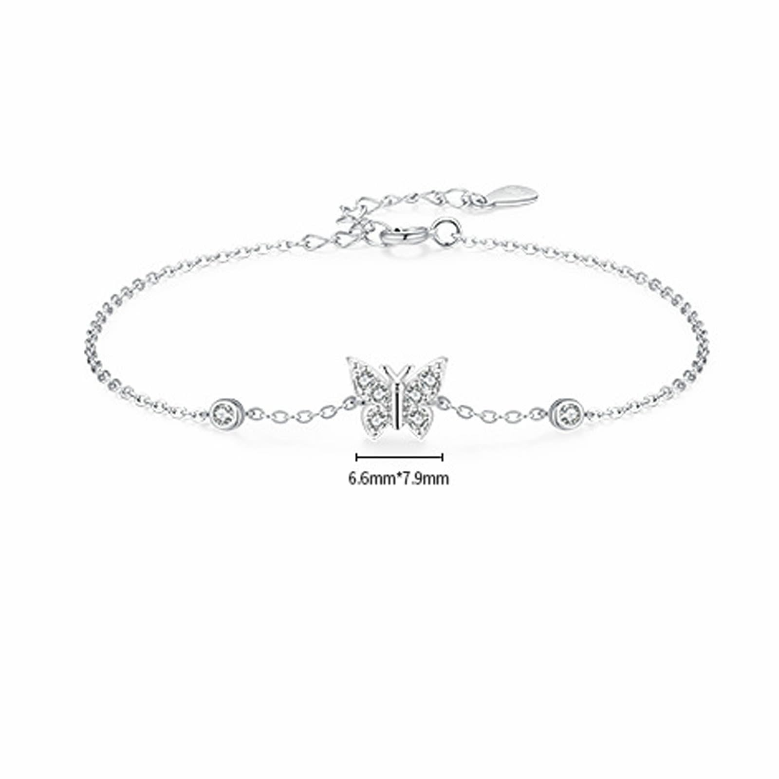 Au 375/585/750 Bracelets en or blanc véritable pour femme, bijoux papillon avec diamant, bracelets or blanc 9 K/14 K/18 K
