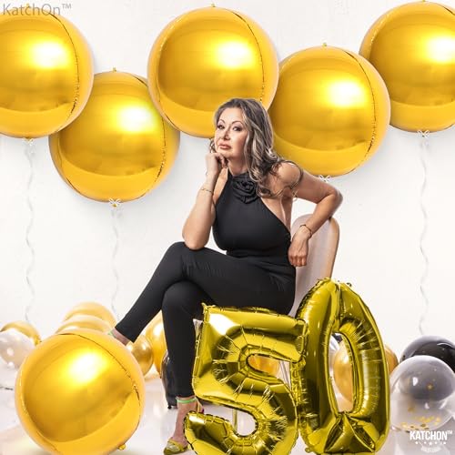 Image of KatchOn, Gold Foil Balloons - Huge 22 Inch, Pack of 6 | Big Metallic Gold Balloons for Graduation Decorations 2026 | Golden Mylar Ballooon for Golden Birthday Party Decorations | Wedding, Engagement