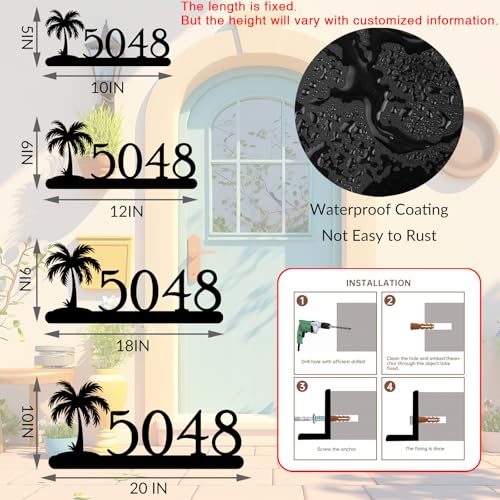 Image of Personalized House Number Custom Metal Address House Numbers Modern House Number Sign for Outside