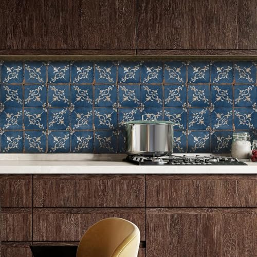 Image of 40 PC Pack (6X6) Thin Art Artistic Bohemian Peel and Stick Wall Sticky Backsplash Vinyl Waterproof Removable Tile Sticker Decals for Bathroom & Kitchen, (E, 6X6)