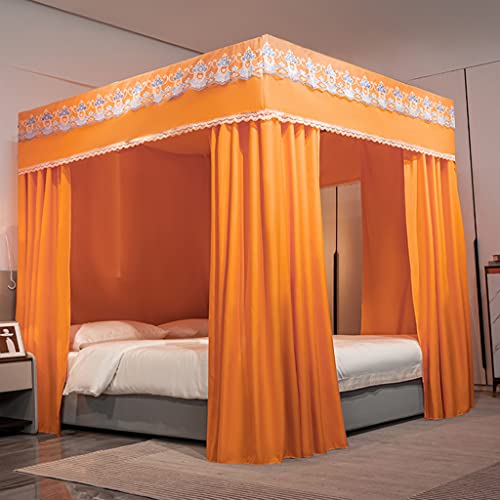 Scmty 4 Corner Post Bed Canopy For Girls Adult Kids Bed Solid Color Princess Mosquito Net For Twin/Full/Queen/King Size Bed Bedroom Decoration (Orange, California King) #TOP19