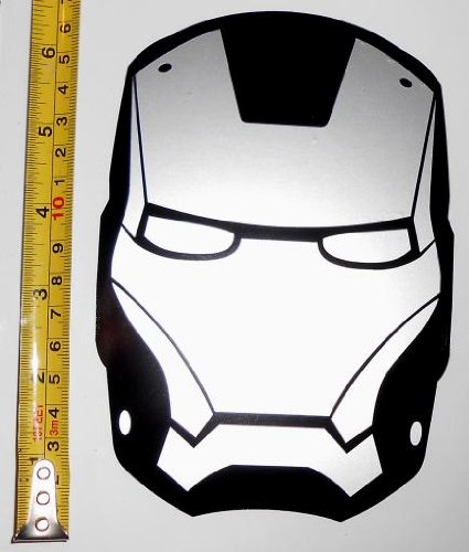 Ironman Head War Machine Look!- HQ Silver Met on Black 4.5in x 6.5in Vinyl Sticker Decal Ironman Head War Machine Look!- HQ Silver Met on Black 4.5in x 6.5in Vinyl Sticker Decal